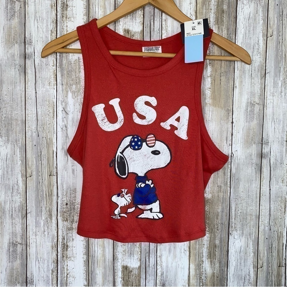 NWT Peanuts USA Snoopy Crop Tank - Picture 2 of 6